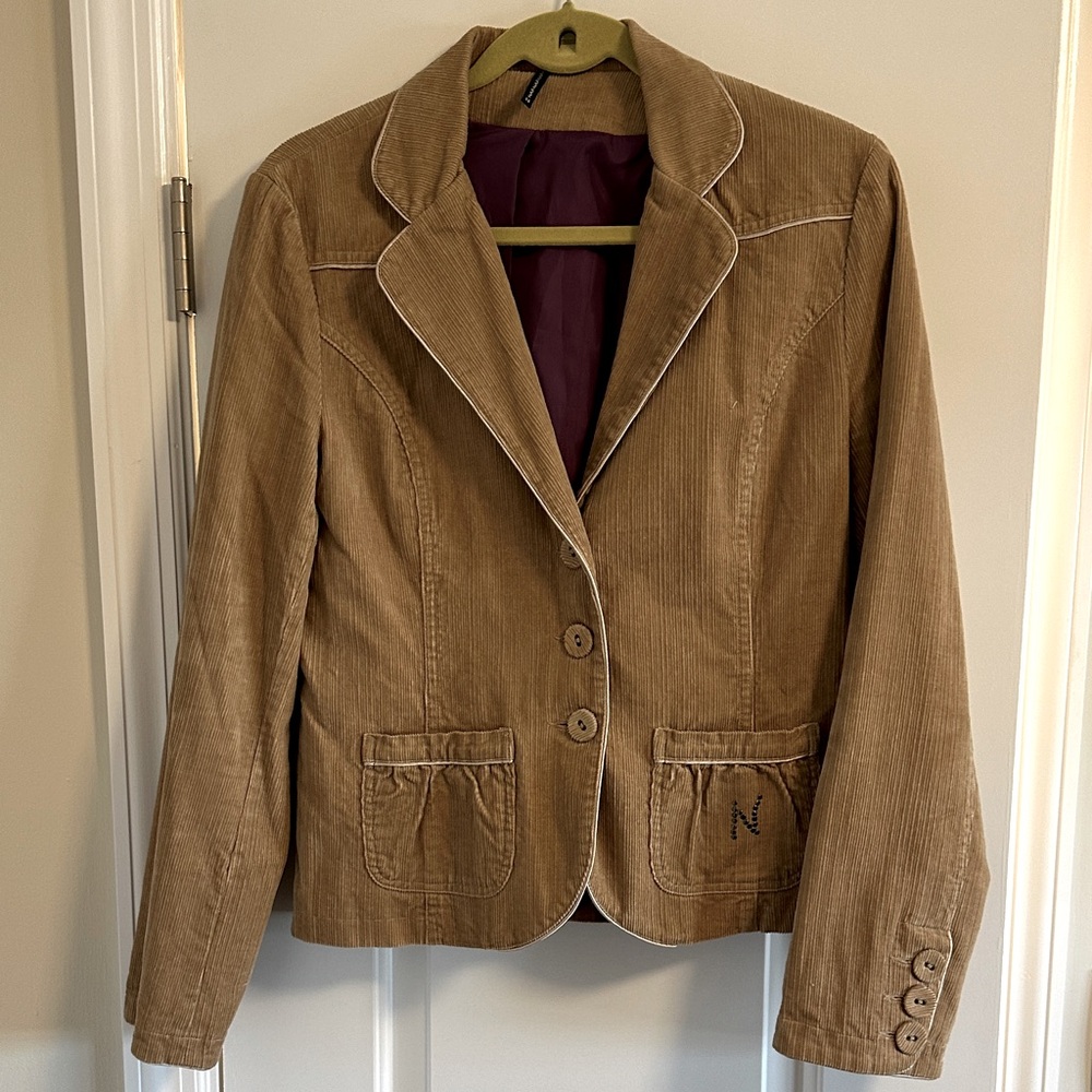 NAF NAF Women's Brown Corduroy Blazer EU Size 44= US Size 12